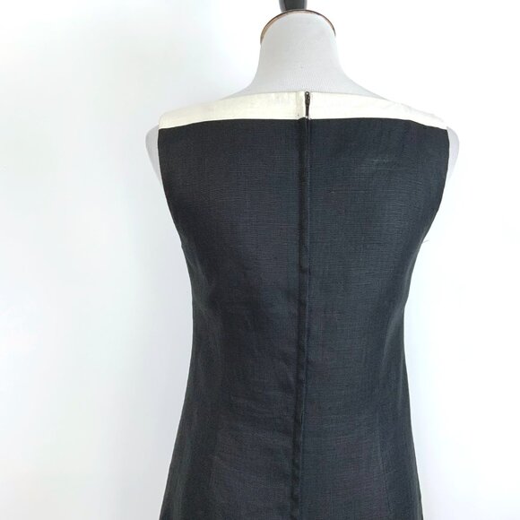 Richie Freeman for Teri Jon Black /White Linen Sheath Dress Retro Sz 8 - Picture 8 of 16